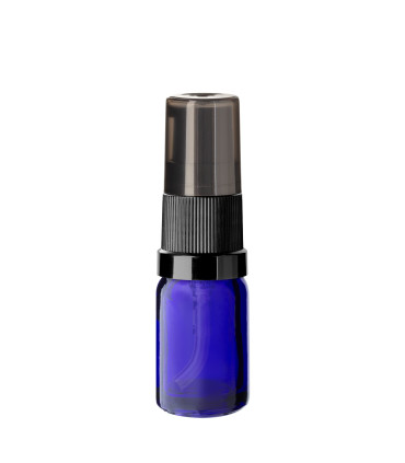 Glasflasche 5 ml blau mit schwarzer Pumpe [1]