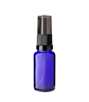 Glasflasche 20 ml blau mit schwarzer Pumpe [1]