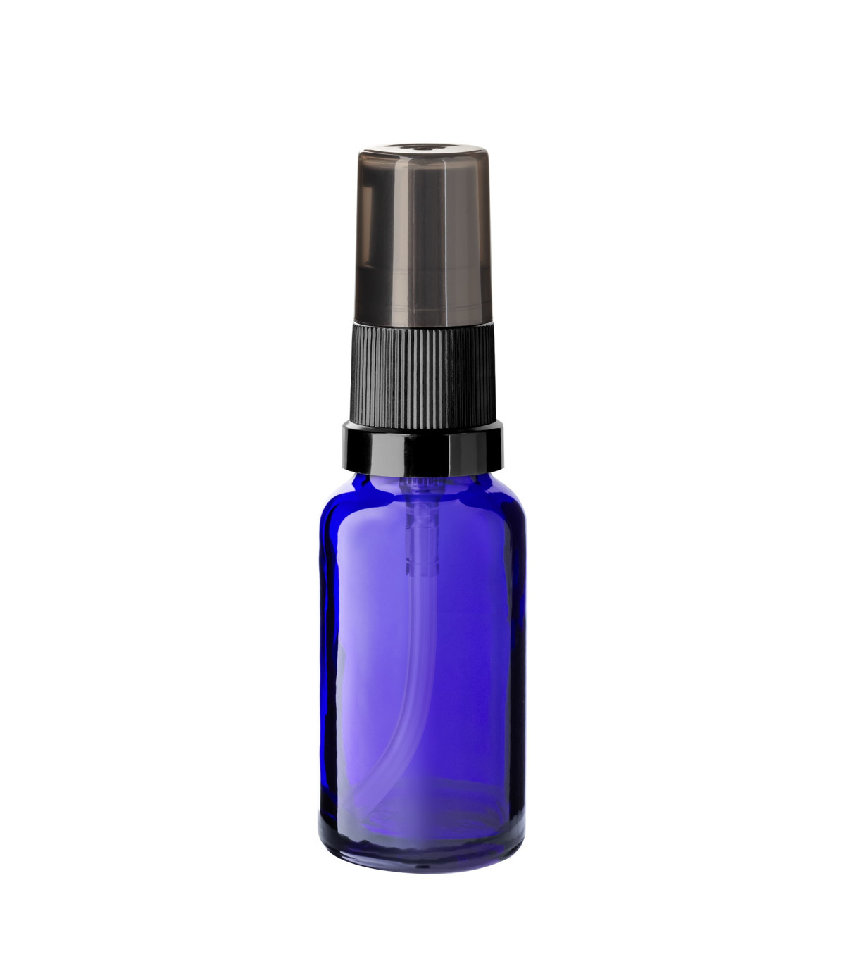 Glasflasche 20 ml blau mit schwarzer Pumpe [1]
