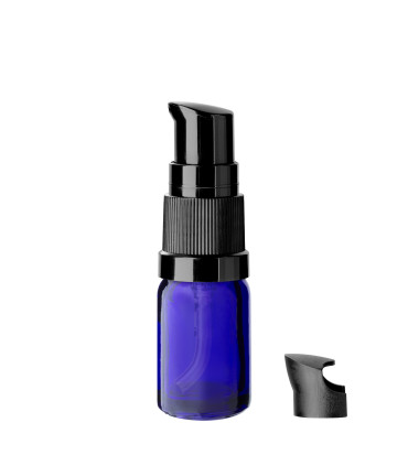Glasflasche 5 ml blau mit schwarzer Pumpe [2]