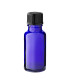 Glasflasche 20 ml blau mit schwarzem Schraubverschluss