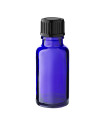 Glasflasche 20 ml blau mit schwarzem Schraubverschluss