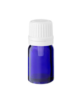 Blaue Glasflasche 5 ml mit weißem Tropfer