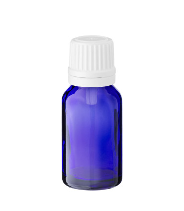 Glasflasche 15 ml blau mit weißem Tropfer