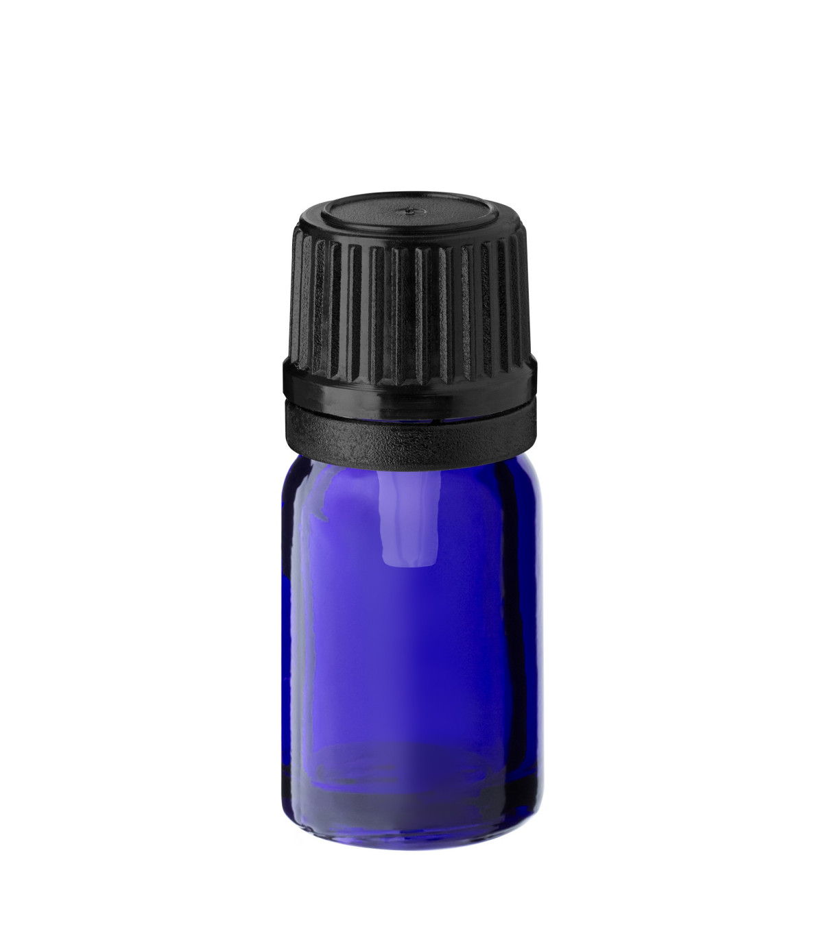 Glasflasche 5 ml blau mit schwarzem Tropfer