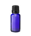 Glasflasche 20 ml blau mit schwarzem Tropfer