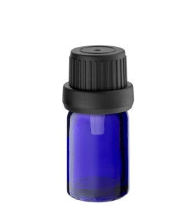 Glasflasche 5 ml blau mit schwarzem Tropfer [2]