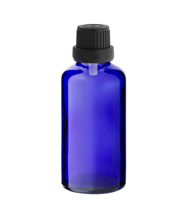 Glasflasche 50 ml blau mit schwarzem Tropfer [2]