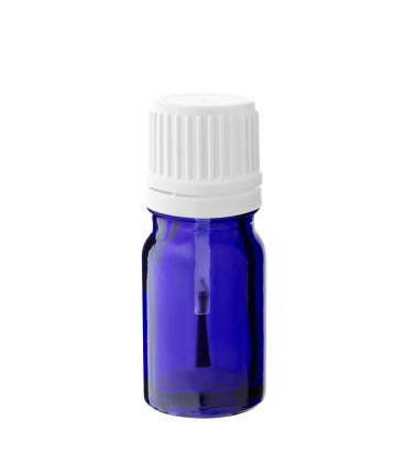 Glasflasche 5 ml blau mit weißem Pinsel