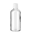 Glasflasche 100 ml klar mit weißem Tropfer