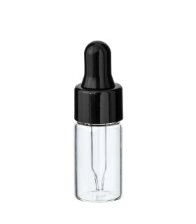 Glasfläschchen 3 ml klar mit schwarzer Pipette – ideal für Proben