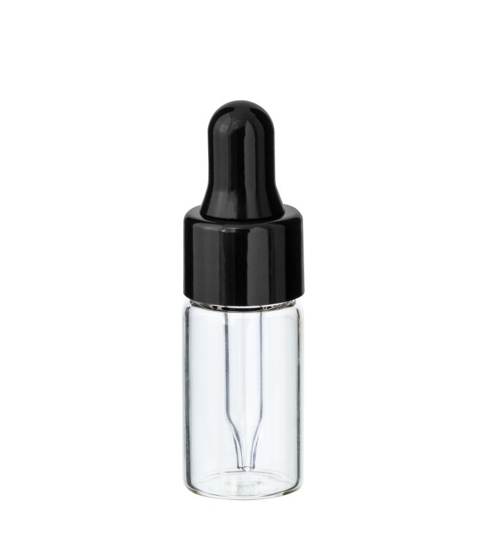 Glasfläschchen 3 ml klar mit schwarzer Pipette – ideal für Proben