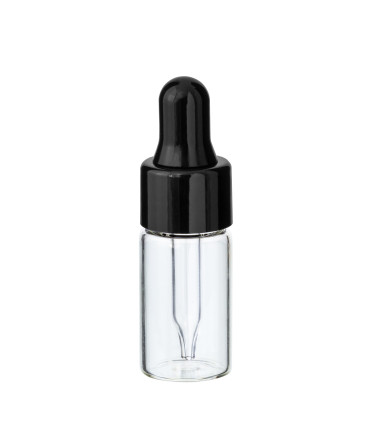 Glasfläschchen 3 ml klar mit schwarzer Pipette – ideal für Proben