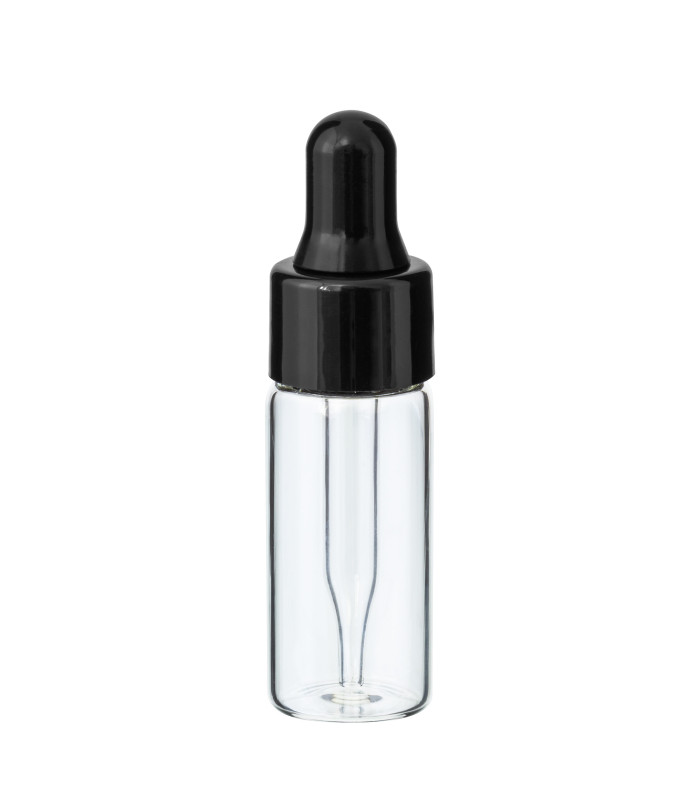 Glasfläschchen 4 ml klar mit schwarzer Pipette – ideal für Proben