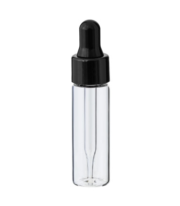 Glasfläschchen 5 ml klar mit schwarzer Pipette - ideal für Proben