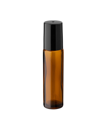 Braune Roll-On Glasflasche 10 ml mit Edelstahlkugel | Leer
