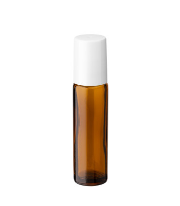 Braune Glasflasche 10 ml Roll-On mit Edelstahlkugel und Verschluss