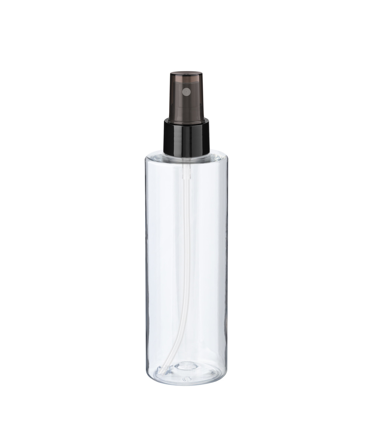 PET-Flasche 200 ml transparent mit schwarzem Zerstäuber