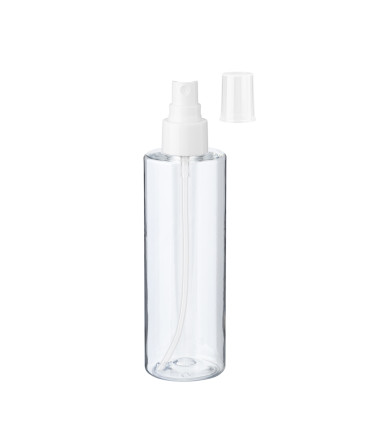 PET-Flasche 200 ml transparent mit weißem Zerstäuber