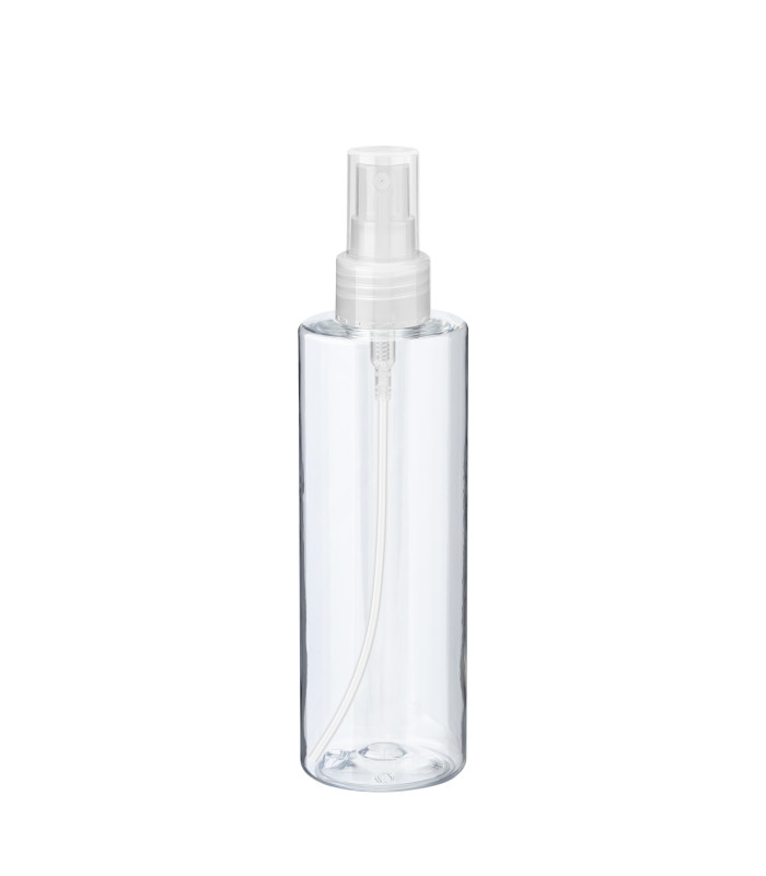 PET-Flasche 200 ml transparent mit transparentem Zerstäuber