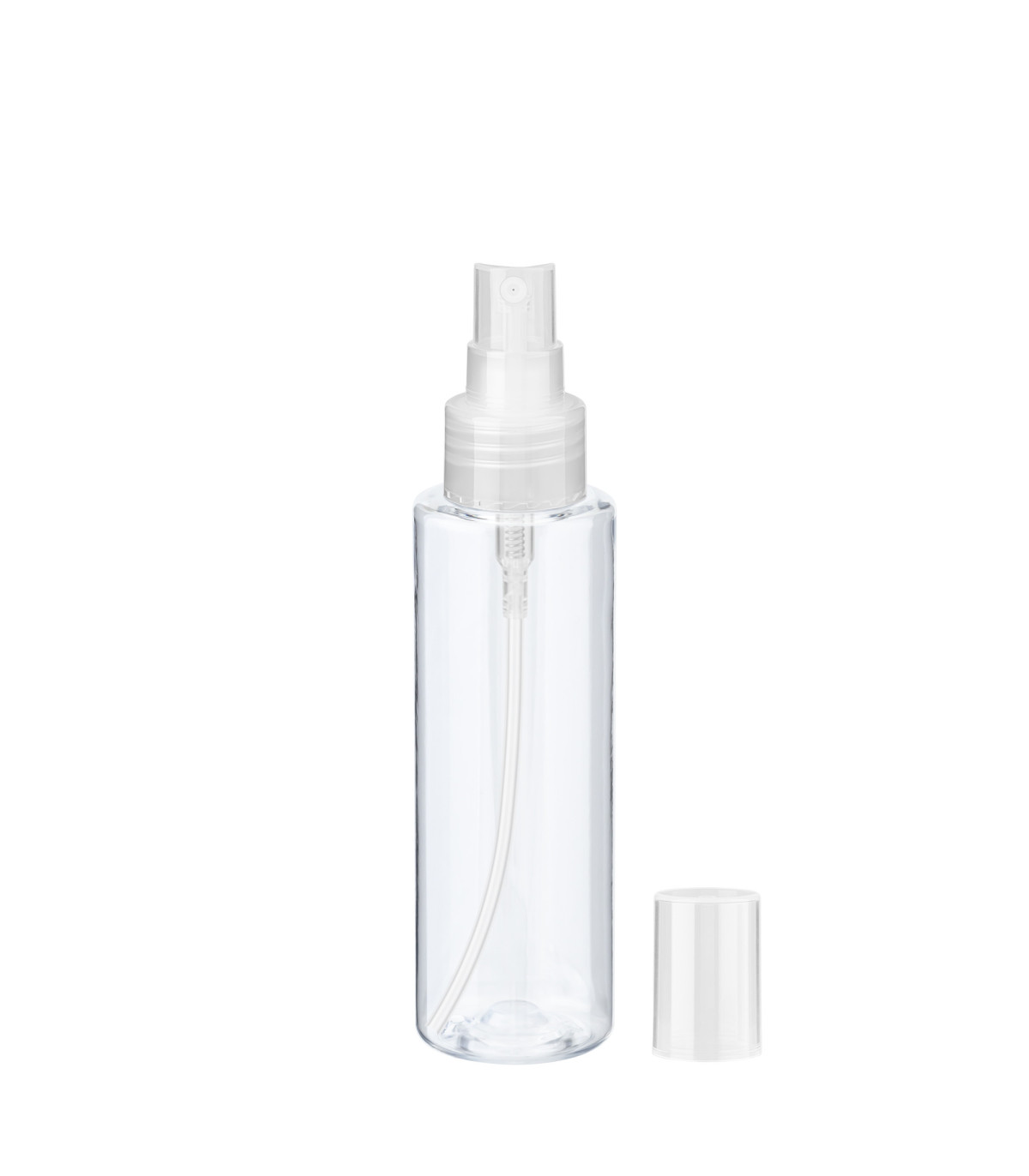 PET-Flasche 100 ml transparent mit transparentem Zerstäuber