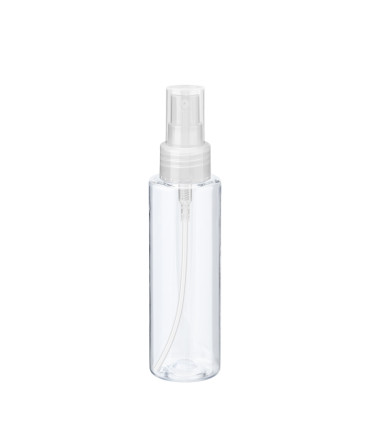 PET-Flasche 100 ml transparent mit transparentem Zerstäuber