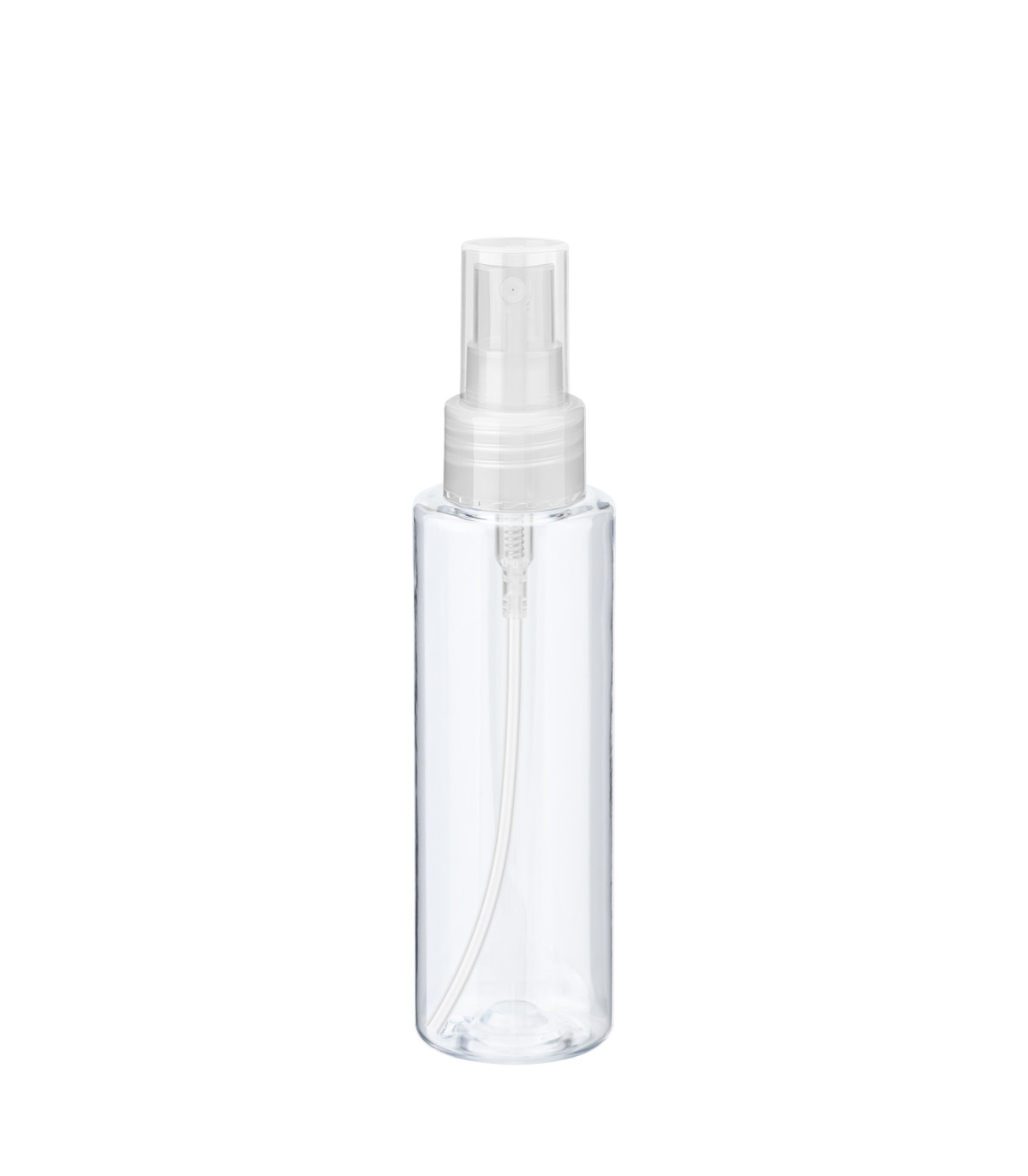 PET-Flasche 100 ml transparent mit transparentem Zerstäuber