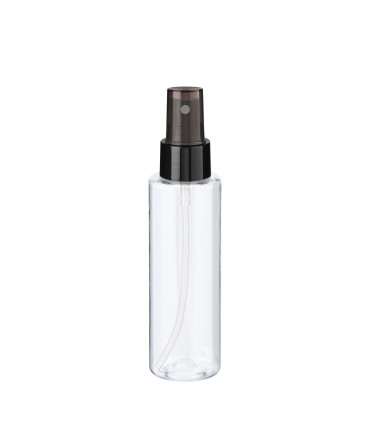 PET-Flasche 100 ml transparent mit schwarzem Zerstäuber