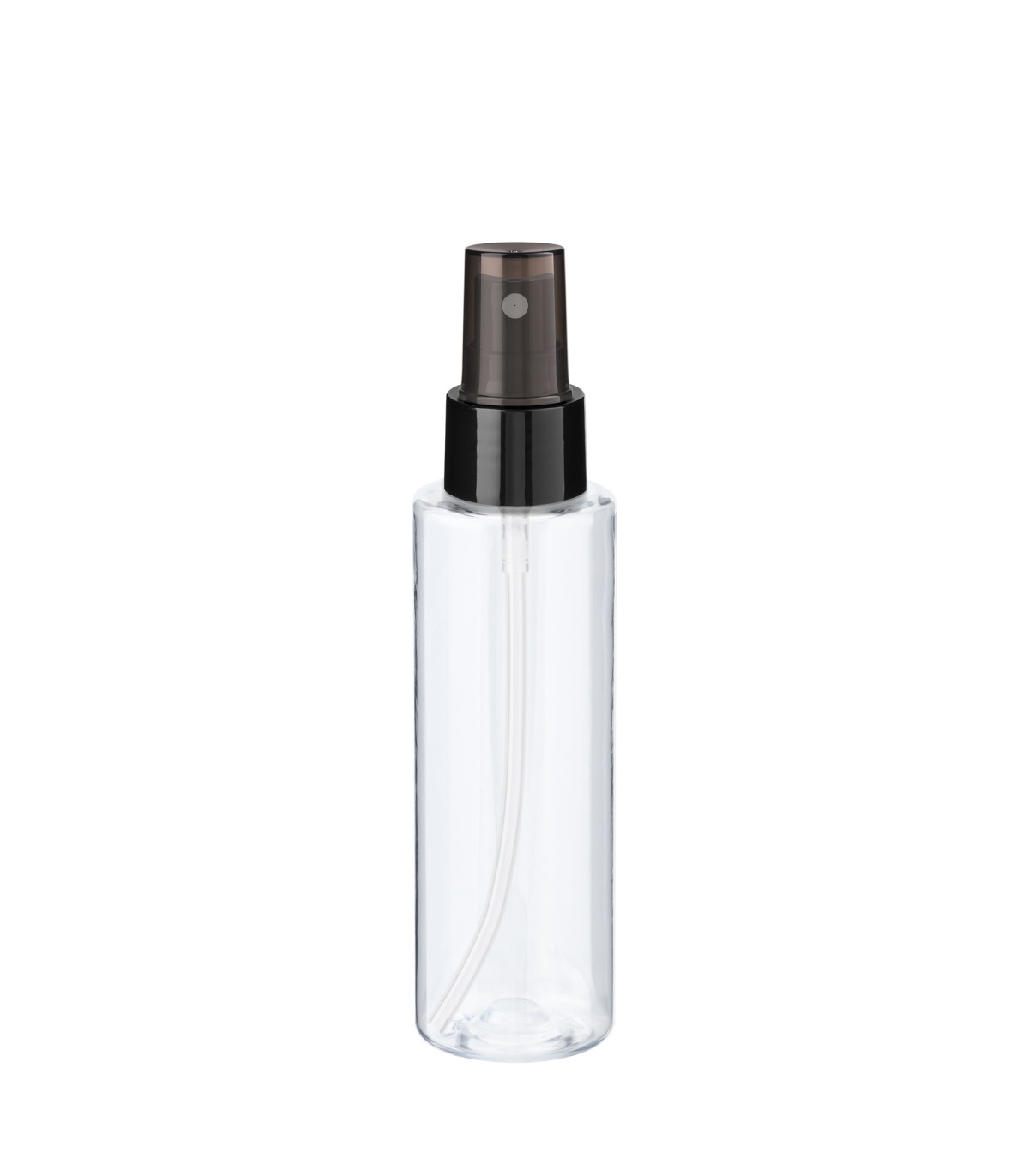 PET-Flasche 100 ml transparent mit schwarzem Zerstäuber