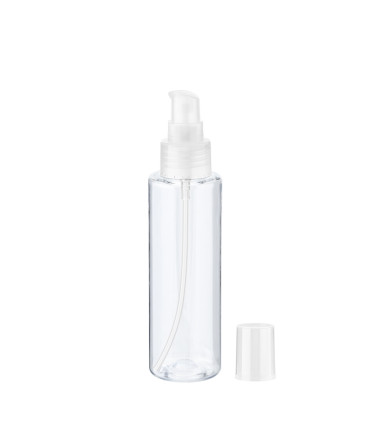 PET-Flasche 100 ml transparent mit transparenter Pumpe