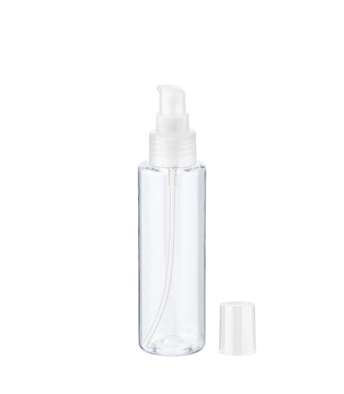 PET-Flasche 100 ml transparent mit transparenter Pumpe