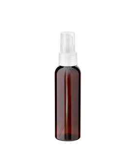 PET-Flasche 100 ml braun mit transparenter Pumpe
