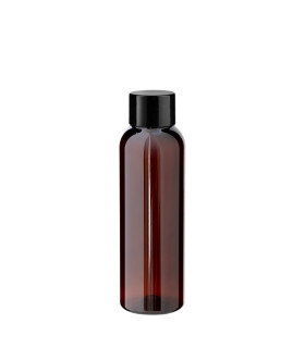 PET-Flasche 100 ml braun mit schwarzem Schraubverschluss