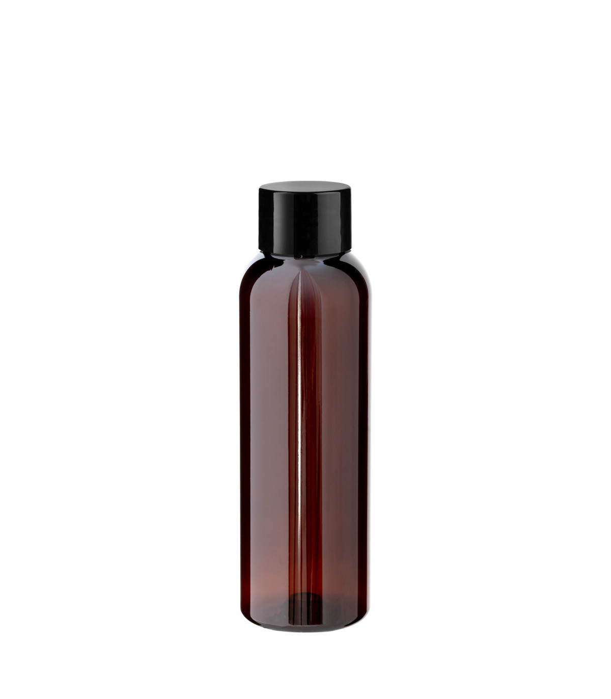 PET-Flasche 100 ml braun mit schwarzem Schraubverschluss
