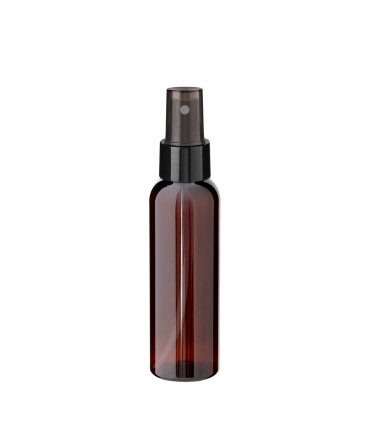 PET-Flasche 100 ml braun mit schwarzem Zerstäuber