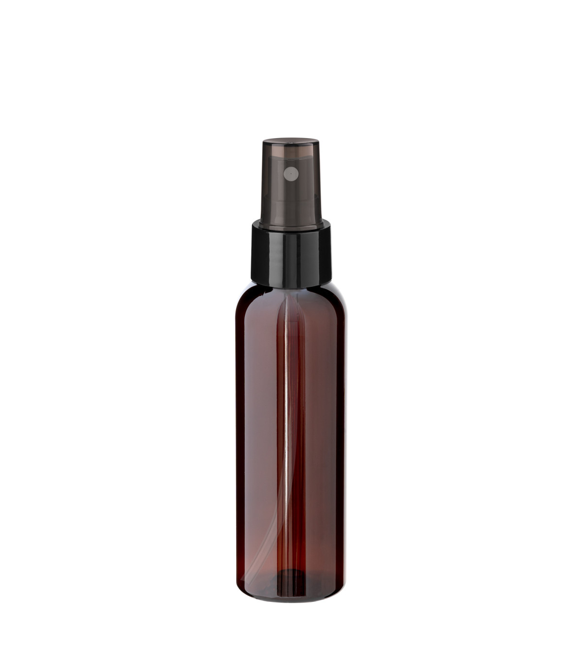 PET-Flasche 100 ml braun mit schwarzem Zerstäuber