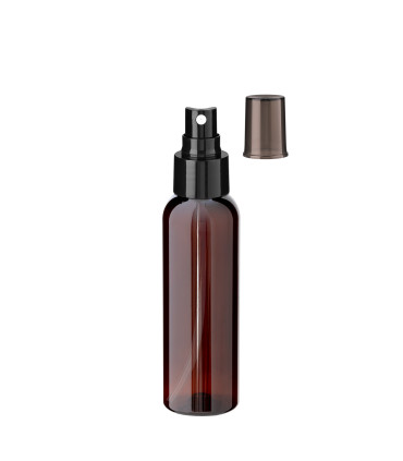 PET-Flasche 100 ml braun mit schwarzem Zerstäuber