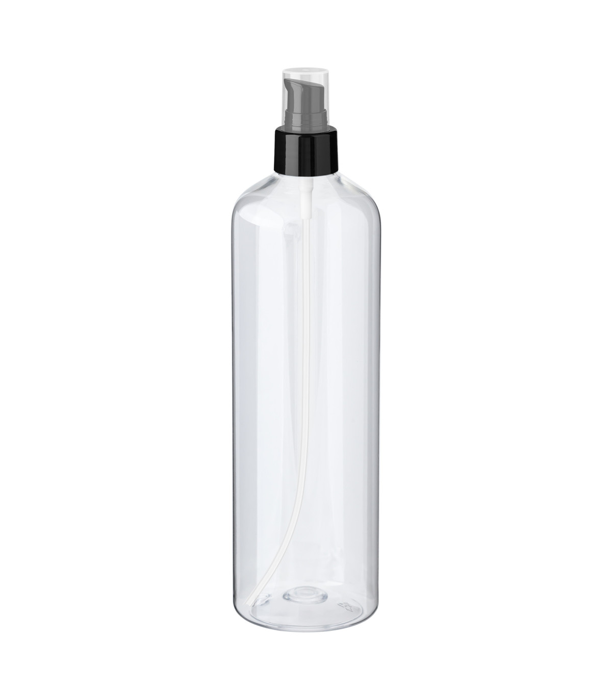PET-Flasche 500 ml transparent [2] mit schwarzer Pumpe [1]