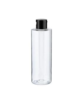 PET-Flasche 200 ml transparent mit schwarzem Flip-Top-Verschluss