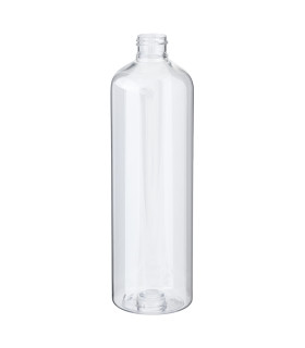 Große transparente PET-Kunststoffflasche mit 500ml Volumen und Standardgewinde 24/410 – stehend mit Schraubverschluss.