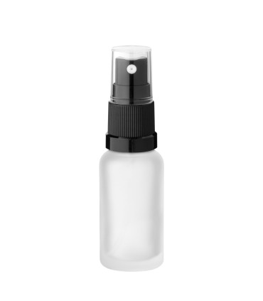 Glasflasche 20 ml satiniert mit schwarzem Zerstäuber | Kosmetik