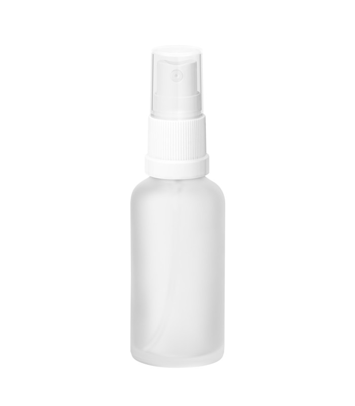 Glasflasche 50 ml klar matt mit weißem Zerstäuber - leer zum Befüllen