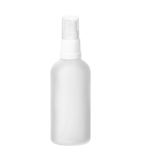 Glasflasche 100 ml satiniert mit weißem Zerstäuber | Kosmetikflasche