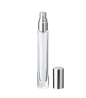 Glasflasche 10 ml klar rund mit silbernem Zerstäuber - Leer für Parfüm
