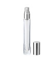 Glasflasche 10 ml klar rund mit silbernem Zerstäuber