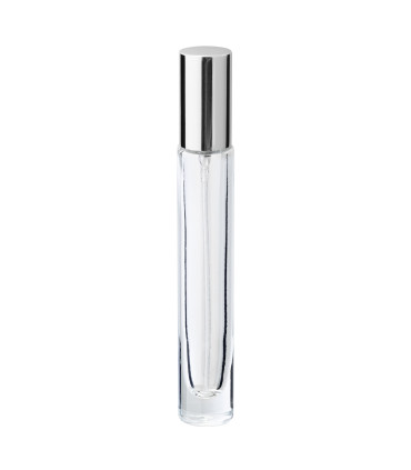 Glasflasche 10 ml klar rund mit silbernem Zerstäuber - Leer für Parfüm