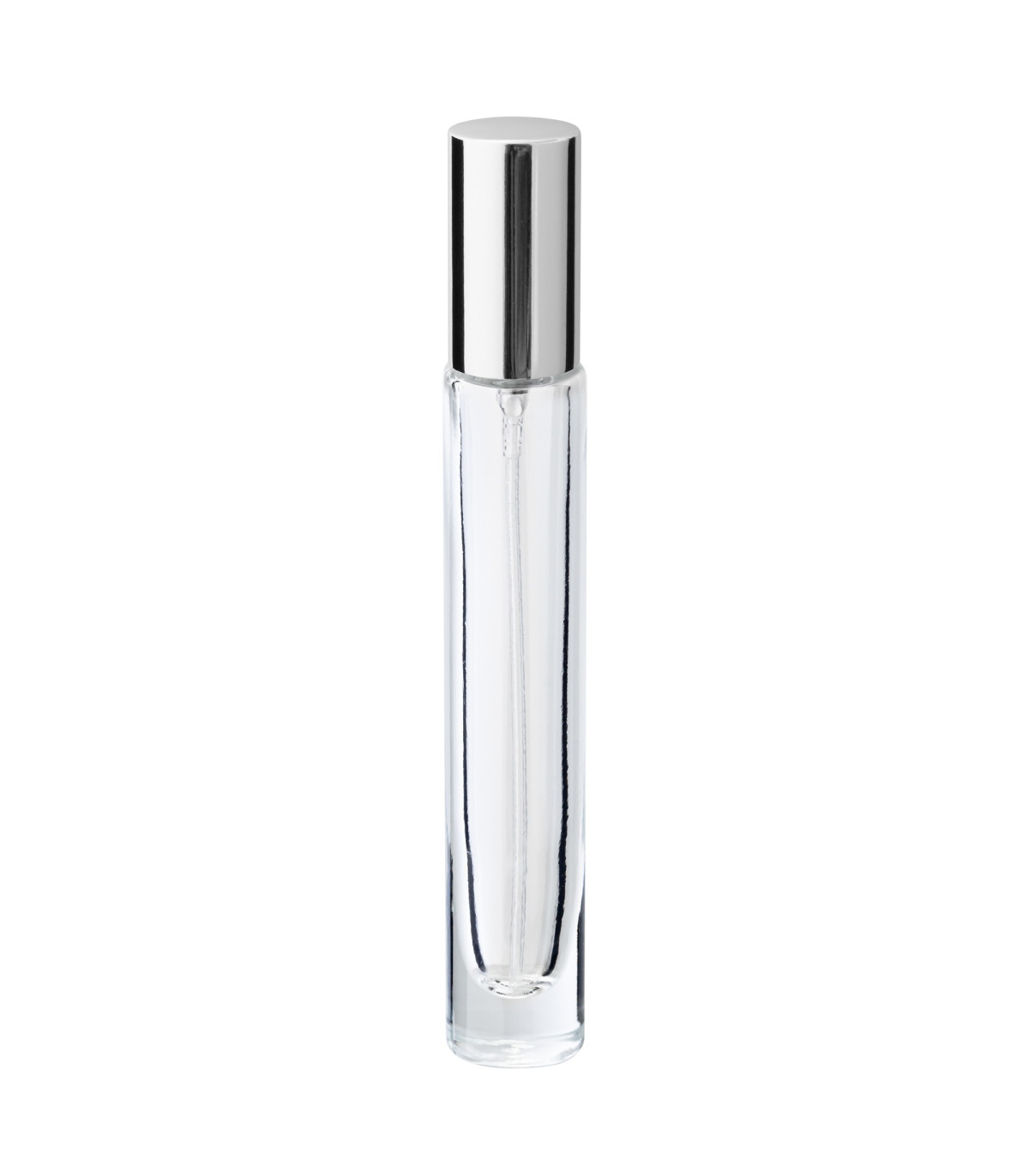 Glasflasche 10 ml klar rund mit silbernem Zerstäuber - Leer für Parfüm