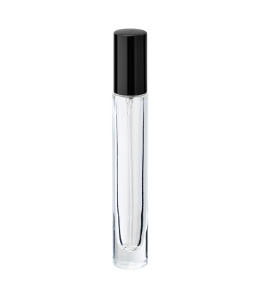 Glasflasche 10 ml klar rund mit schwarzem Zerstäuber - Leer Set