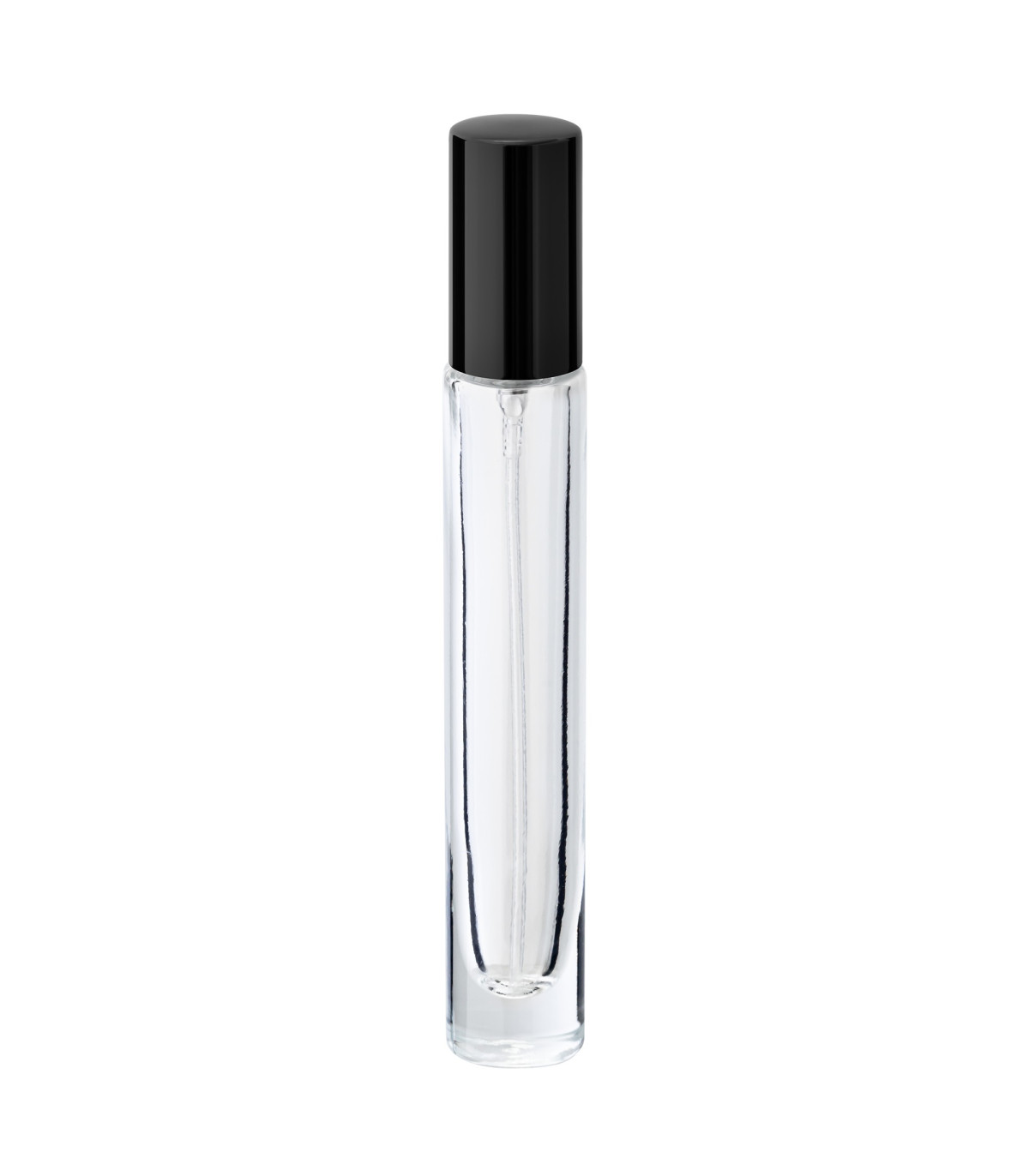 Glasflasche 10 ml klar rund mit schwarzem Zerstäuber - Leer Set