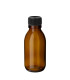 Sirupflasche 100 ml braun mit schwarzem Kunststoff-Schraubverschluss
